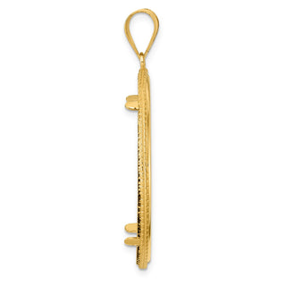 14k Yellow Gold Polished Squares with 32.0mm Prong Coin Bezel Pendant