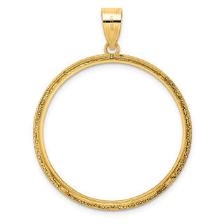 14k Yellow Gold Polished Squares with 32.0mm Prong Coin Bezel Pendant