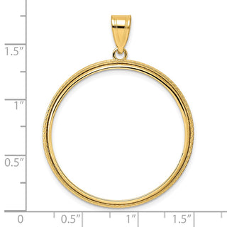 14k Yellow Gold Polished Squares with 32.0mm Prong Coin Bezel Pendant
