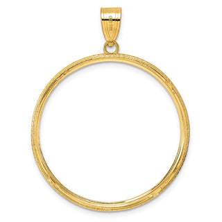14k Yellow Gold Polished Squares with 32.7mm Prong Coin Bezel Pendant
