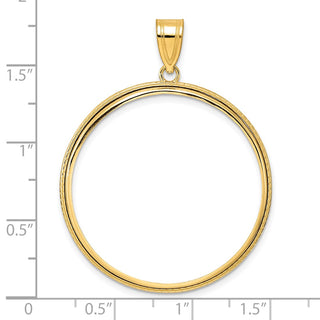 14k Yellow Gold Polished Squares with 32.7mm Prong Coin Bezel Pendant