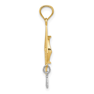 14k Yellow Gold Two-Tone 3-D Graduation Cap w/Moveable Tassel Pendant