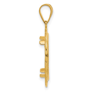 14k Yellow Gold Diamond Cut Triple Loop with 16.5mm Prong Coin Bezel Pendant