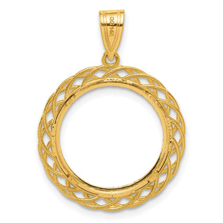 14k Yellow Gold Diamond Cut Triple Loop with 16.5mm Prong Coin Bezel Pendant