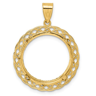 14k Yellow Gold Diamond Cut Triple Loop with 18.0mm Prong Coin Bezel Pendant