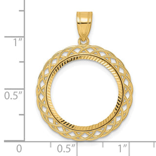 14k Yellow Gold Diamond Cut Triple Loop with 18.0mm Prong Coin Bezel Pendant