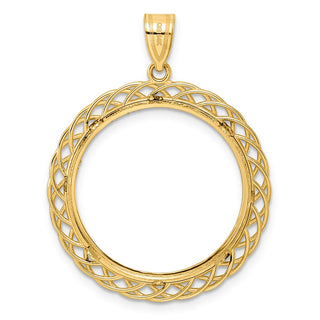 14k Yellow Gold Diamond Cut Triple Loop with 22.0mm Prong Coin Bezel Pendant