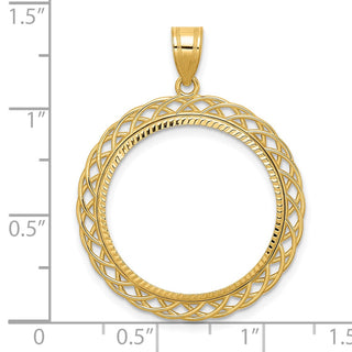 14k Yellow Gold Diamond Cut Triple Loop with 22.0mm Prong Coin Bezel Pendant