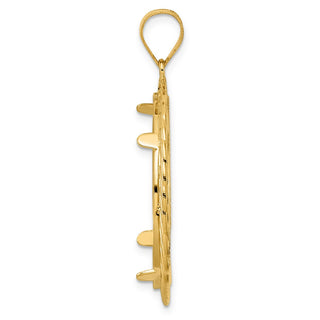 14k Yellow Gold Diamond Cut Triple Loop with 27.0mm Prong Coin Bezel Pendant