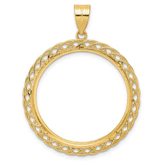 14k Yellow Gold Diamond Cut Triple Loop with 27.0mm Prong Coin Bezel Pendant