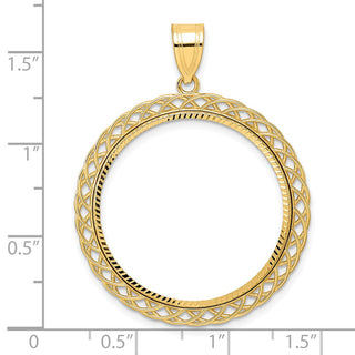14k Yellow Gold Diamond Cut Triple Loop with 27.0mm Prong Coin Bezel Pendant