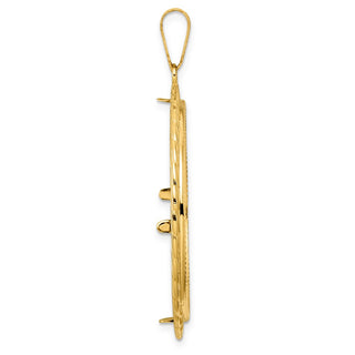 14k Yellow Gold Diamond Cut Triple Loop with 32.0mm Prong Coin Bezel Pendant