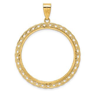 14k Yellow Gold Diamond Cut Triple Loop with 32.0mm Prong Coin Bezel Pendant