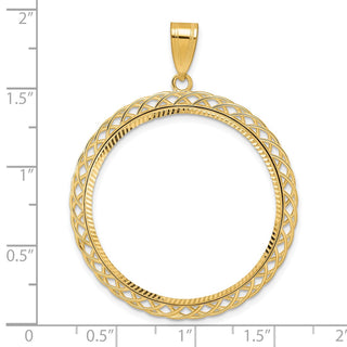 14k Yellow Gold Diamond Cut Triple Loop with 32.0mm Prong Coin Bezel Pendant