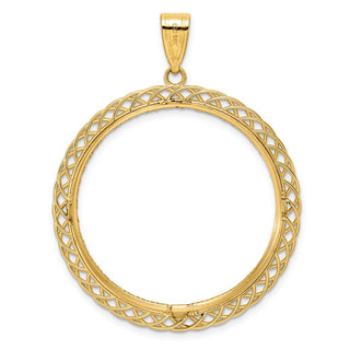 14k Yellow Gold Diamond Cut Triple Loop with 32.7mm Prong Coin Bezel Pendant