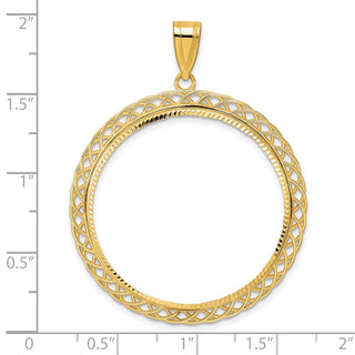 14k Yellow Gold Diamond Cut Triple Loop with 32.7mm Prong Coin Bezel Pendant