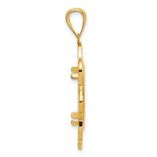 14k Yellow Gold Polished Black Epoxy Wave with 16.5mm Prong Coin Bezel Pendant