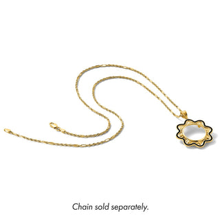 14k Yellow Gold Polished Black Epoxy Wave with 16.5mm Prong Coin Bezel Pendant