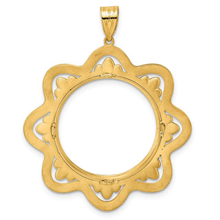 14k Yellow Gold Polished Black Epoxy Wave with 22.0mm Prong Coin Bezel Pendant
