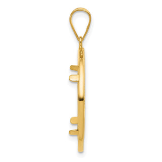 14k Yellow Gold Diamond Cut Black Epoxy Centerline with 16.5mm Prong Coin Bezel Pendant