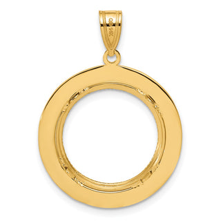 14k Yellow Gold Diamond Cut Black Epoxy Centerline with 16.5mm Prong Coin Bezel Pendant