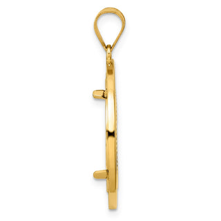14k Yellow Gold Diamond Cut Black Epoxy Centerline with 18.0mm Prong Coin Bezel Pendant