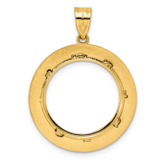 14k Yellow Gold Diamond Cut Black Epoxy Centerline with 18.0mm Prong Coin Bezel Pendant