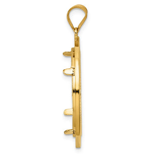 14k Yellow Gold Diamond Cut Black Epoxy Centerline with 22.0mm Prong Coin Bezel Pendant
