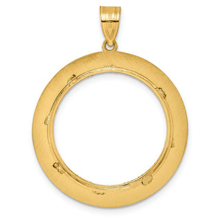 14k Yellow Gold Diamond Cut Black Epoxy Centerline with 22.0mm Prong Coin Bezel Pendant