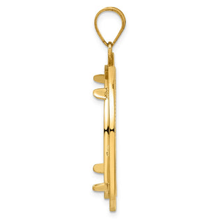 14k Yellow Gold Diamond Cut Black Epoxy Centerline with 27.0mm Prong Coin Bezel Pendant