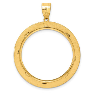 14k Yellow Gold Diamond Cut Black Epoxy Centerline with 27.0mm Prong Coin Bezel Pendant