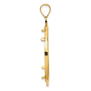 14k Yellow Gold Diamond Cut Black Epoxy Centerline with 32.0mm Prong Coin Bezel Pendant