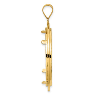 14k Yellow Gold Diamond Cut Black Epoxy Centerline with 32.7mm Prong Coin Bezel Pendant