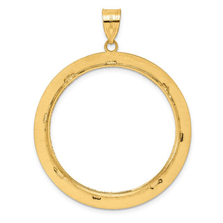 14k Yellow Gold Diamond Cut Black Epoxy Centerline with 32.7mm Prong Coin Bezel Pendant