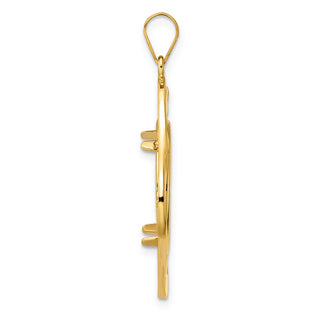 14k Yellow Gold Diamond Cut Diagonal Riptide with 18.0mm Prong Coin Bezel Pendant