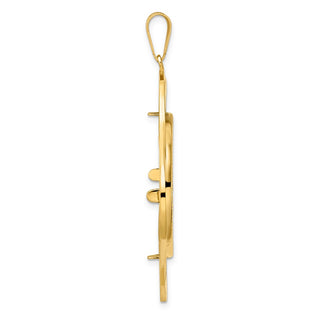 14k Yellow Gold Diamond Cut Diagonal Riptide with 27.0mm Prong Coin Bezel Pendant