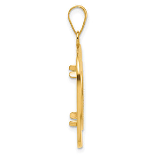 14k Yellow Gold Diamond Cut Riptide with 16.5mm Prong Coin Bezel Pendant