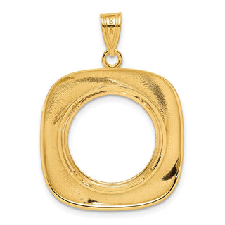 14k Yellow Gold Diamond Cut Riptide with 16.5mm Prong Coin Bezel Pendant