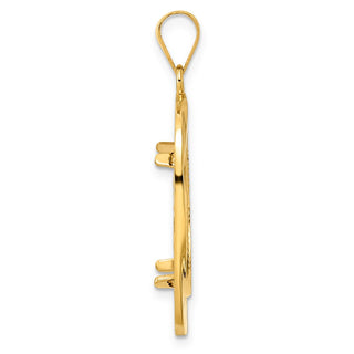 14k Yellow Gold Diamond Cut Riptide with 18.0mm Prong Coin Bezel Pendant