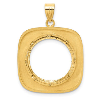 14k Yellow Gold Diamond Cut Riptide with 18.0mm Prong Coin Bezel Pendant