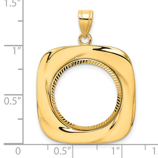 14k Yellow Gold Diamond Cut Riptide with 18.0mm Prong Coin Bezel Pendant