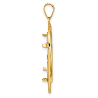 14k Yellow Gold Diamond Cut Riptide with 22.0mm Prong Coin Bezel Pendant