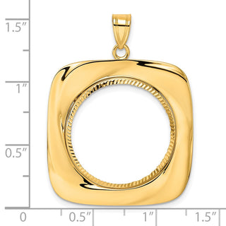 14k Yellow Gold Diamond Cut Riptide with 22.0mm Prong Coin Bezel Pendant
