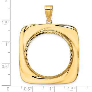 14k Yellow Gold Diamond Cut Riptide with 27.0mm Prong Coin Bezel Pendant