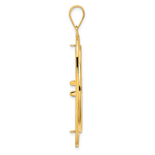 14k Yellow Gold Diamond Cut Riptide with 32.0mm Prong Coin Bezel Pendant