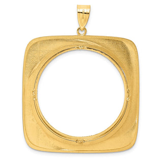 14k Yellow Gold Diamond Cut Riptide with 32.0mm Prong Coin Bezel Pendant