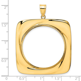 14k Yellow Gold Diamond Cut Riptide with 32.0mm Prong Coin Bezel Pendant