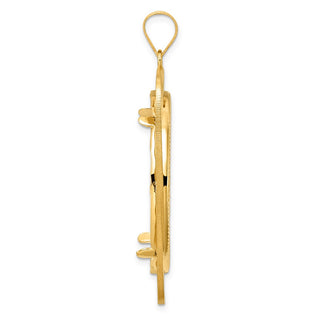 14k Yellow Gold Diamond Cut Riptide with 32.7mm Prong Coin Bezel Pendant