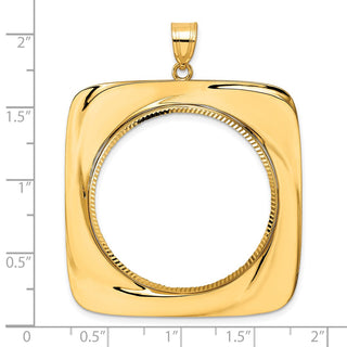 14k Yellow Gold Diamond Cut Riptide with 32.7mm Prong Coin Bezel Pendant