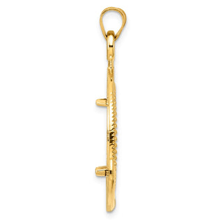 14k Yellow Gold Diamond Cut Ships Anchor with 18.0mm Prong Coin Bezel Pendant